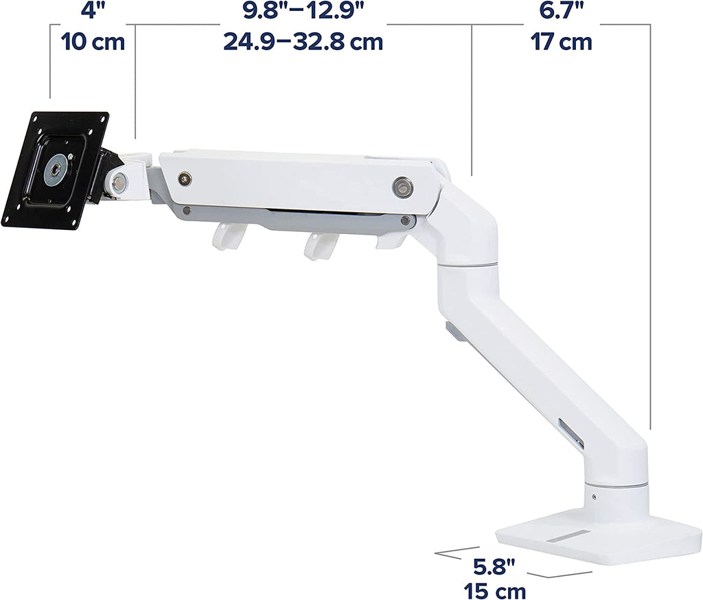 – HX HD Premium Heavy Duty Monitor Arm, Single Monitor Desk Mount – for 1000R Curved Ultrawide Monitors up to 49 Inches, 28 to 42 Lbs, VESA 75X75Mm or 100X100Mm – HD Pivot, White