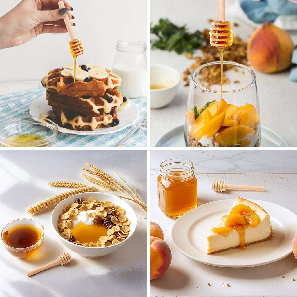 Honeycomb Stick, 36PCS 3 Inch Mini Wood Honey Dipper Sticks Honey Stirrer Honey Wand for Honey Jar Dispense Drizzle Honey, Wedding Party Favors