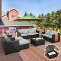 Patio Furniture Sets 7 Pieces Outdoor Furniture Sectional Patio Couches Set Storage Table No-Slip Grey Cushions and Waterproof Covers